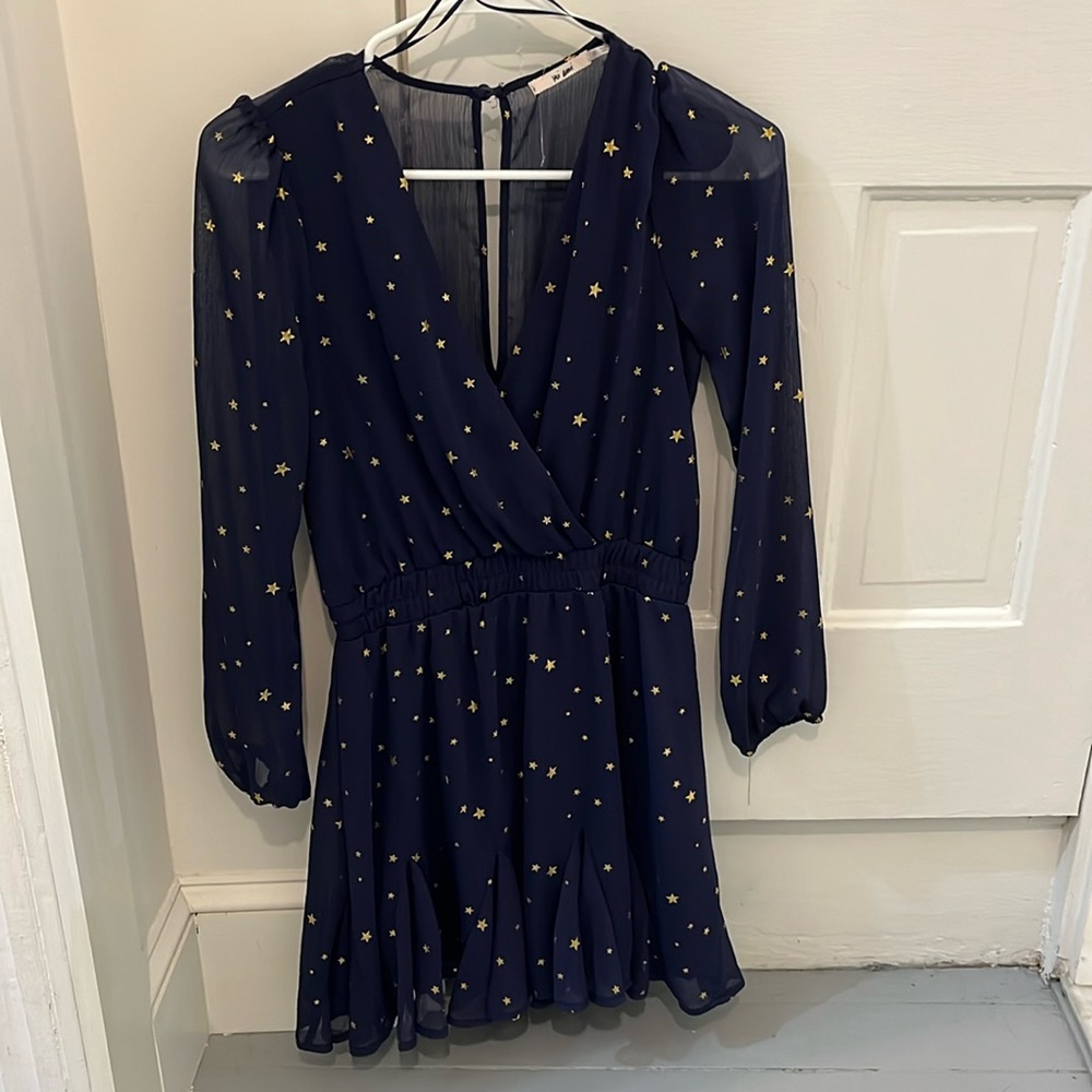 Francesca’s blue with gold stars dress